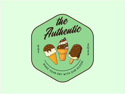 The Authentic Ice Cream - Logo Badge Concept branding design graphic design ice cream illustration logo shop logo typography