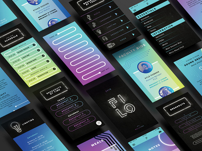Screens on Screens app app design branding branding design conference glow neon neon lights phone screen tech