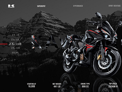 KAWASAKI WEB UI BIKE final branding design typogaphy ui web