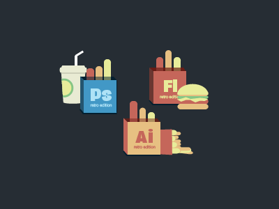 Adobe Food adobe color fun icons minimal retro vector