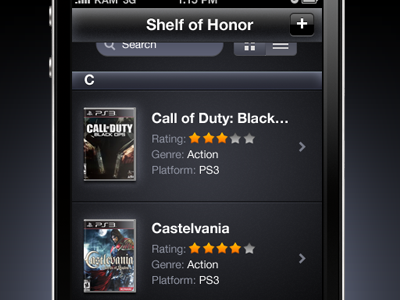 List view games gui interface iphone