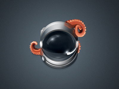 Space helmet icon tentacles alien space glass helmet illustration
