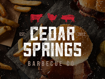 Cedar Springs Barbecue Co. - Identity Package barbecue bbq branding cedar chicken cow identity logo meat pig sauce smoked