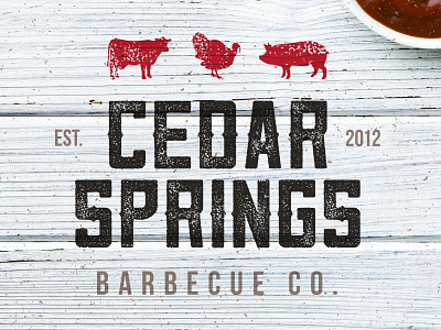 Cedar Springs Barbecue Co. Logo barbecue bbq branding cedar chicken cow identity logo meat pig sauce smoked