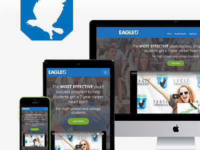 Eagle U Website Refresh bird blue branding eagle green identity logo program school seminar university youth