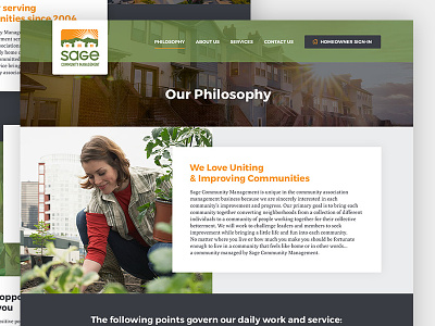 Sage Community Management (Philosophy & About Page) about association community hoa homeowner homes houses orange philosophy sage slate warm