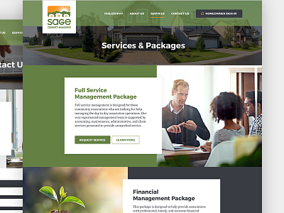 Sage Community Management (Services & Packages Page) association community hoa homeowner homes houses orange packages sage services slate warm