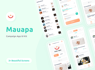 Mauapa - Campaign App UI Kit Mobile branding campaign community design figma humanity minimalist mobile mobile app social ui ui design ui kits uiux