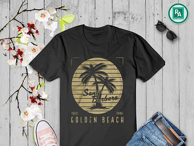 Typography Golden Beach T-shirt design Template