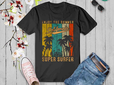 Enjoy The Summer, Super Surfer. Surfing T-shirt Design