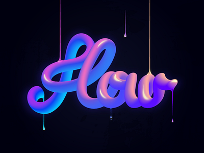 Glow this flow 3dlettering illustration liquid neon