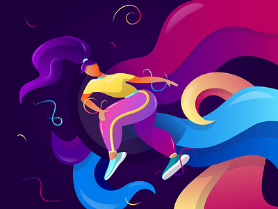 Girl and textures dance dancer flat flatdesign illustration liquid vector