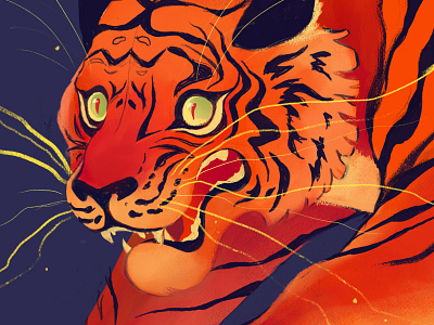 Halfway to being a God art digital illustration illustration art illustration digital tiger tigers work in progress