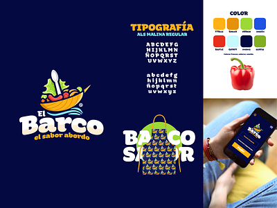 EL BARCO RESTAURANTE app apparel branding colors fruta logo restaurant app restaurant logo socialmedia tipography