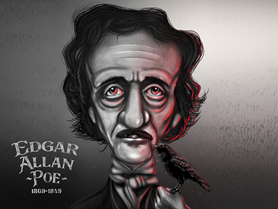 Edgar Allan Poe adobe illustrator adobe photoshop allanedgarpoe allanedgarpoe black character cuervo design digital ilustración inspiration oscuro pintura red