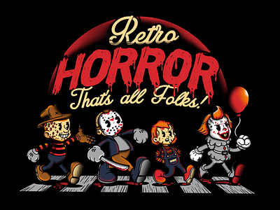 Retro Horror Thats all folks! 60s animated character chucky freddy horror horror movies illustraion its jackson miedo mrchemel retro shirt street terror vector