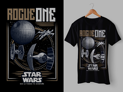 ROGUE ONE, STAR WARS. black colection fuerza illustration pelicula rogueone shirt sketch starwars typography universe vector