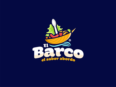 El Barco abordo bote branding comida eat elbarco illustration lechuga logo mar restaurant sabor tomate typography vector