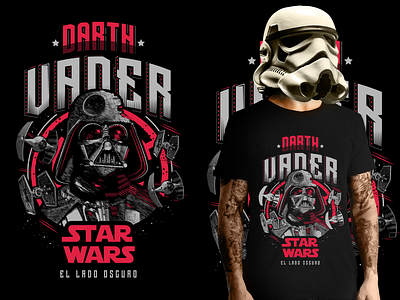 Star Wars, Darth Vader. branding coleccion darthvader grayscale illustration ladooscuro pampling shirt space starwars tipography vector