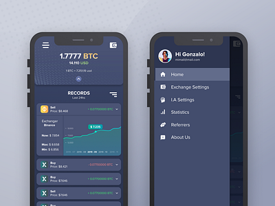 Crypto App app crypto cryptocurrency dark ui mobile app mobile ui presentation design ui ui design