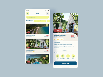 Villa Booking App app design dribbble minimal ui uiux userinterface ux villa web website