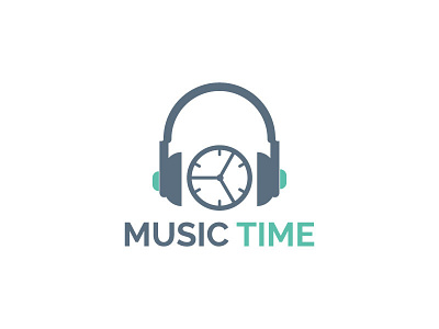 Music Time Logo Design branding clock corporate desig design flat headphone illustration illustrator lettering logo logodesign minimal music music company typography vector