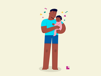 Father and daughter african american baby character design father flat hand drawn illustration pixel art procreate