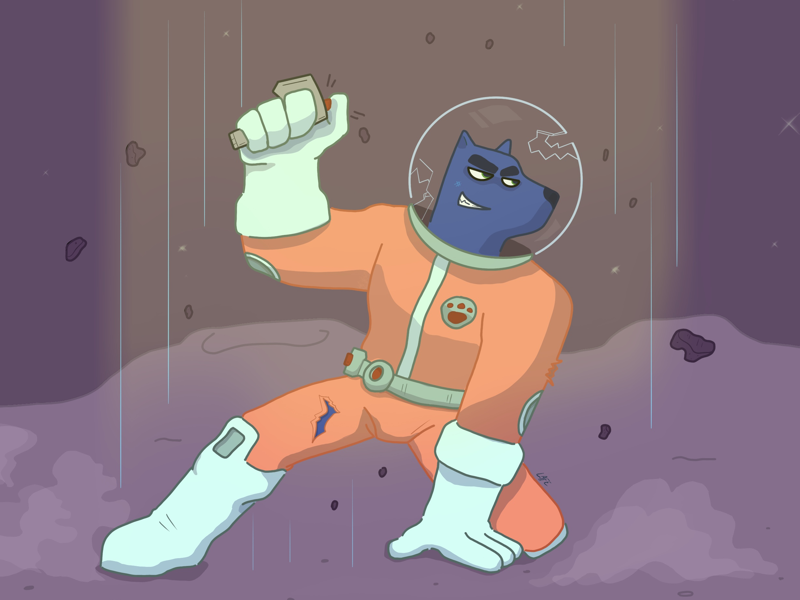 The Space Adventurer procreate line art illustration character design lafespaceart