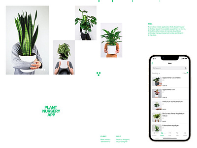 Plant nursery app application botanical graphic design green interface leaves minimalistic mobile plant ui ux