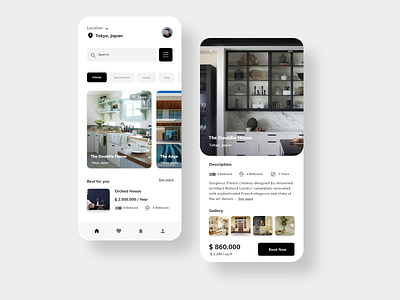 The world's most extraordinary homes, Mobile App Design "Housse"