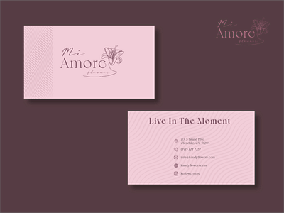Mi Amore Logo & Business Card design business card business card design flower flower shop graphic design minimalistic pink