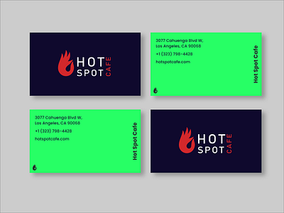 Hot Spot Cafe branding business card business card design cafe logo graphic design hot sport cafe logo design minimalistic style neon colors