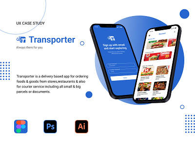 Transporter - UI/UX Case Study on Delivery App app design logo ui ux