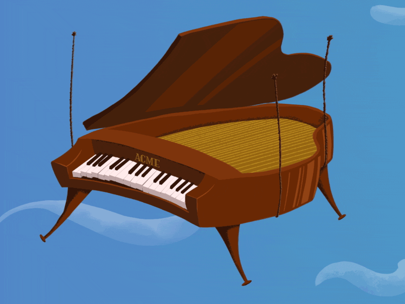 Acme Falling Piano acme after effects animation cartoon clouds illustration loony tunes piano sky