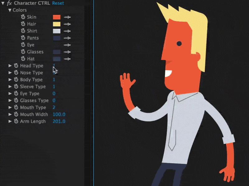Test Cloud - Character Setup 2d after effects animation character rig rubber hose system tool