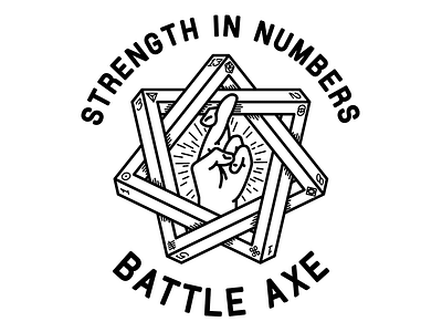 Strength in Numbers battle axe black and white fibonacci fingers crossed heptagram illustration luck shirt