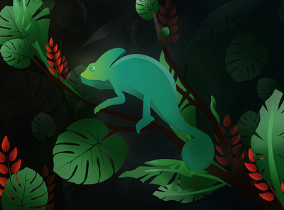 Little chameleon artwork chameleon forest illustration illustration art illustrator reptile vector