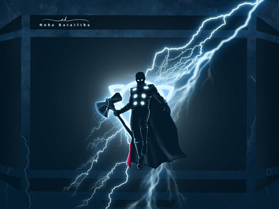 God of Thunder artwork branding design digital flat god of thunder graphic design illustration logo marvel procreate thor typography ui