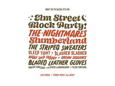 Elm Street Block Party design flyer poster typography