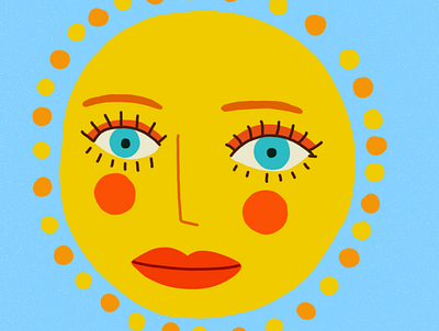My yellow sun blue cartoon character colorful design eye handmade happy illustration logo original sun