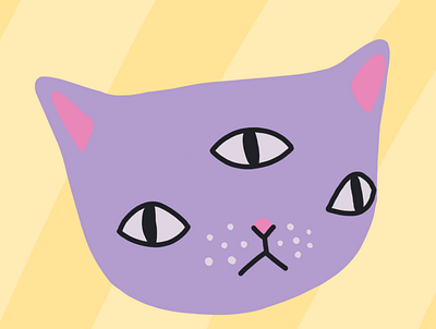 Purple alien kitty cat character colourful cute design illustration kitten logo original purpule