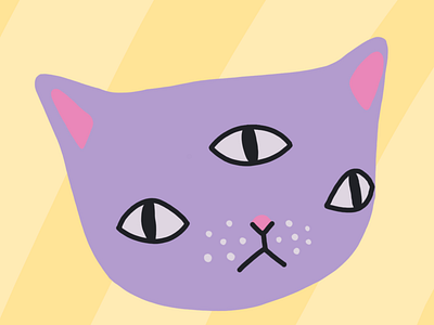 Purple alien kitty cat character colourful cute design illustration kitten logo original purpule