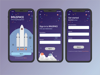 Dogspace start app design illustration ui ux web