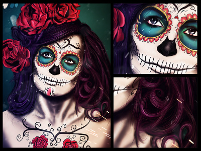 Catrina | Haloween adobephotoshop artistic black brushes catrina colors design digital digitally dyed flowers haloween illustration mexican paint painted pencil photoshop sketch tattoo