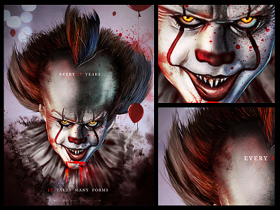 Pennywise | IT adobephotoshop artistic black brushes colors design digital digitally eye horror illustration it movie paint painted pencil pennywise photoshop sketch vector