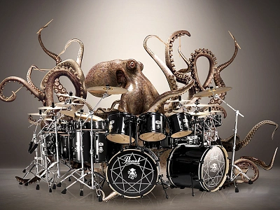 Octo Drummer adobephotoshop artistic brushes colors design digital digitally illustration image image background image editing manipulation octopus paint painted pakistan photoshop