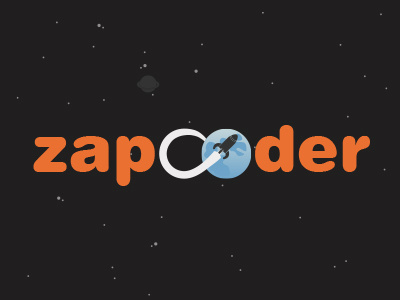 Zapcoder app branding logo rocket space