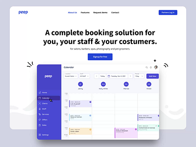 Peep Homepage animation brand hero homepage illustration peoduct people ui