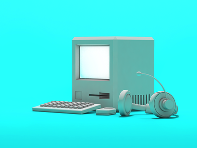 Old is Gold 3d apple computer electric headphone illustration kayako mac mouse screen