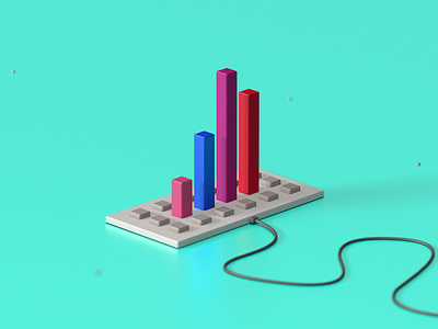 Graph on keyboard 3d c4d computer data device graph kayako key keyboard wire